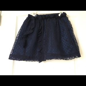 Navy blue polka dot lace skirt